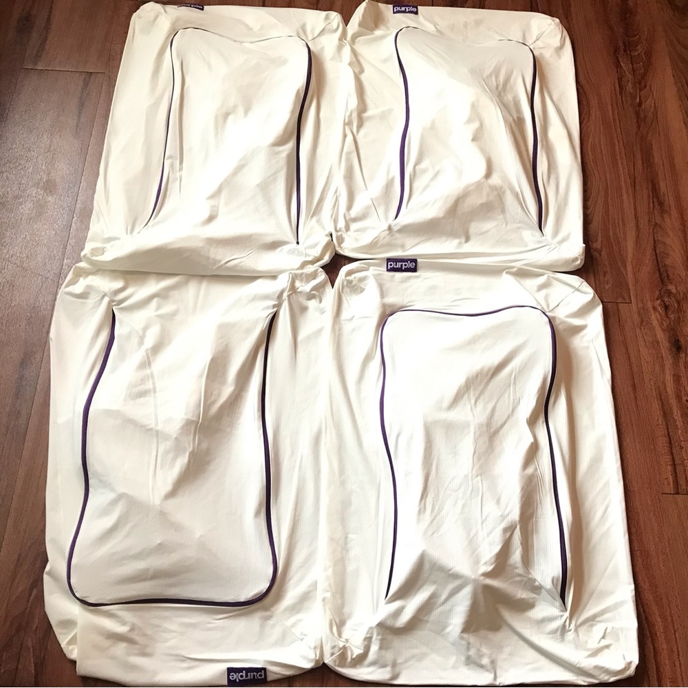 (4) Purple Mattress Brand Pillow Cover STANDARD QUEEN White Protector Zip